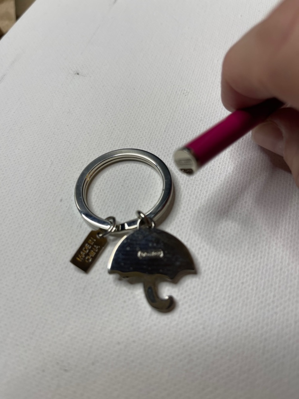 Coach Pink Umbrella Keychain and Coach Pen Set - Picture 5 of 7